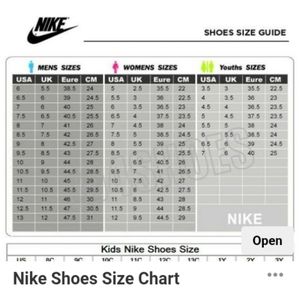 boys nike shoe size chart